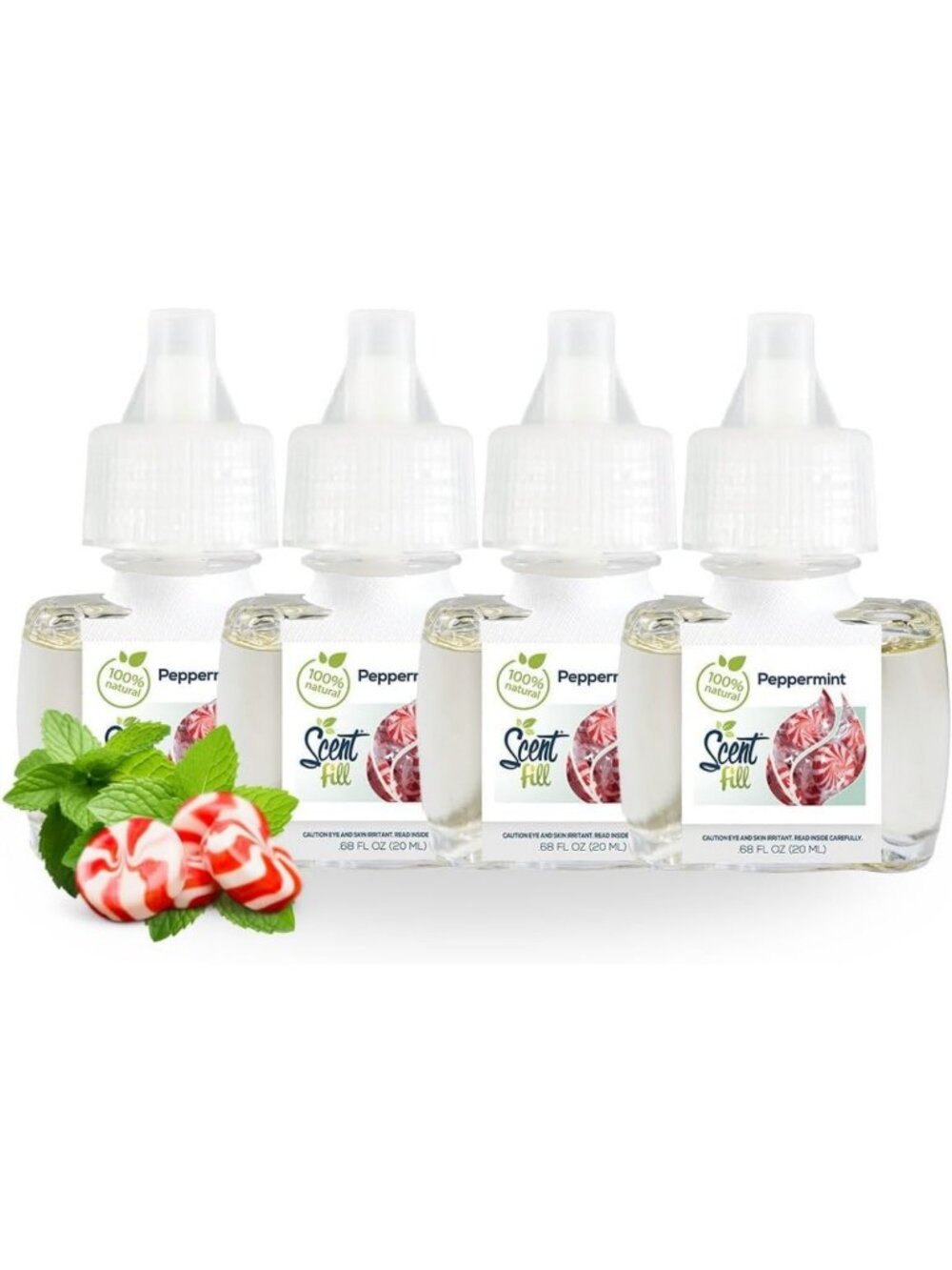 Natural Peppermint Plug-In Air Freshener with 4 Oil Refills - Eco-Friendly Home